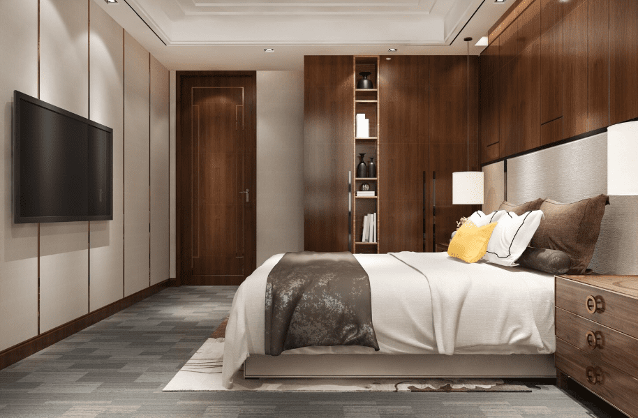 3D Rendering of a luxury bedroom suite