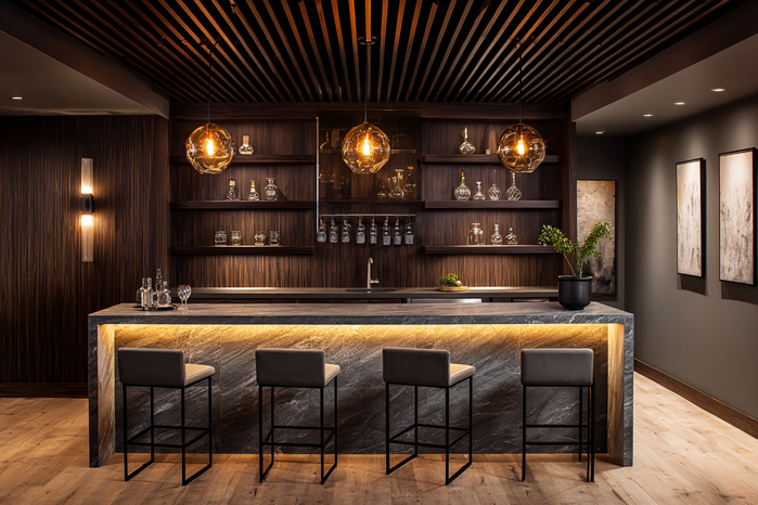 Built-in home bar cabinets