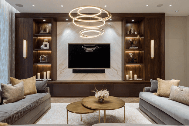 modern media wall installation Surrey